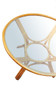 Restored 3-Strand Rattan Round Dining Table with Glass Top