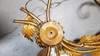 Mid Century Italian Tole Brass Floral Wall Sconce Sculpture