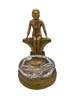 Art Deco Nude Woman Seated at Pool Bronze & Crystal Sculpter Ashtray by Nuart