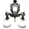 Art Deco Slat Glass Hanging Light Chandelier With Geometric Details