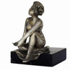 Art Deco Nickel Plate Smoking Flapper on Marble Base