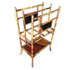 Restored Aesthetic Movement Large Two-Tier Tiger Bamboo Magazine Rack w/ Divider