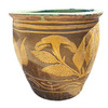 Antique Chinese Century-Egg Pottery Jar • Bird & Fern Motifs • Coastal Jardinièr