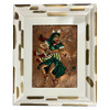 Mid-century Hand Painted  Hammered Copper Relief Wall Art Framed, Pair