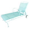 Mid-century Teal Iron Mesh Outdoor/Patio Chaise Lounge by Woodard, Pair