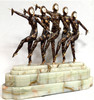 Large Art Deco Sculpture of Five Chiparus Style Dancers With a Marble Base