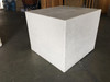 Large White Cube Pedestal Side Tables W/ Crane Relief, Pair 1980s