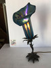 Art Nouveau Style Bronze Lilly Table Lamp W/ Bell Shade