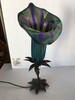 Art Nouveau Style Bronze Lilly Table Lamp W/ Bell Shade
