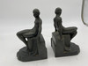 1920s Nuart Nude Art Deco Flapper Girl Spelter Metal Bookends- Pair