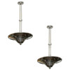 1930s Art Deco Saucer Ceiling Pendant Lamp - a Pair
