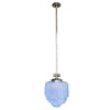 1930s Art Deco Streamline Ceiling Pendant With Blue Glass Stepped Globe