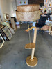 1950s Googie Asymmetric Pole Floor Lamp With Side Table & Fiberglass Shade 1950s Googie Asymmetric Pole Floor Lamp With Side Table & Fiberglass Shade