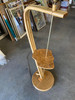 1950s Googie Asymmetric Pole Floor Lamp With Side Table & Fiberglass Shade 1950s Googie Asymmetric Pole Floor Lamp With Side Table & Fiberglass Shade