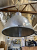1970s Large Industrial Aluminum Pendant Light Fixture
