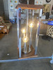 1970s Post Modern Teak and Chrome Pendant Light Fixtures - a Pair