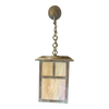Arts and Crafts Bronze Sconce on Chain With Iridescent Art Glass Shade