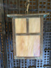 Arts and Crafts Bronze Sconce on Chain With Iridescent Art Glass Shade