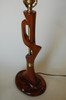 Free-Form Abstract Carved Mahogany Table Lamp W/ Brass Accents by Jascha Heifetz