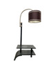 French Art Deco Arched Floor Lamp With Side Table Shelf Base in Black