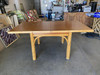 Mid Century Rattan and Mahogany Expandable Dining Table
