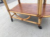 Restored Vintage Two-Tier Rattan and Mahogany Tombstone Bar Cart