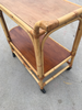 Restored Vintage Two-Tier Rattan and Mahogany Tombstone Bar Cart