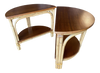 Restored Vintage 1950s "Half-Round" Rattan Side Tables - a Pair Restored Vintage 1950s "Half-Round" Rattan Side Tables - a Pair