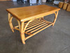 Restored Two-Tier Rattan Coffee Table With Mahogany Top & Pole Bottom Restored Two-Tier Rattan Coffee Table With Mahogany Top & Pole Bottom