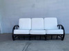 Restored Black Two-Strand "Half Moon" Rattan 3-Seat Sofa Restored Black Two-Strand "Half Moon" Rattan 3-Seat Sofa