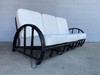 Restored Black Two-Strand "Half Moon" Rattan 3-Seat Sofa Restored Black Two-Strand "Half Moon" Rattan 3-Seat Sofa