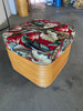 Modern Nine-Strand Stacked Rattan Ottoman Stool with Barkcloth Cushion