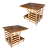 Restored Vintage Midcentury Rattan Floating "Jacob's Ladder" Side Table, Pair Restored Vintage Midcentury Rattan Floating "Jacob's Ladder" Side Table, Pair