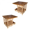 Restored Vintage Midcentury Rattan Floating "Jacob's Ladder" Side Table, Pair Restored Vintage Midcentury Rattan Floating "Jacob's Ladder" Side Table, Pair