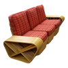 Restored 10 Strand Square Pretzel Rattan 3-Seater Sectional Sofa Restored 10 Strand Square Pretzel Rattan 3-Seater Sectional Sofa