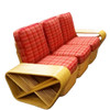 Restored Mid-century10 Strand Square Pretzel Rattan 3-seater Sectional Sofa
