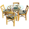 Restored Vintage Mid-Century Rattan Table With Chairs Dining Set Restored Vintage Mid-Century Rattan Table With Chairs Dining Set
