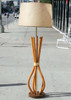 Restored Vintage Mid-Century French Rattan Pole Lamp