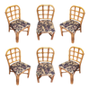 1950s Restored Rattan Dining Chairs Set With Tic-Tac-Toe Back-Set of 6