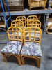 1950s Restored Rattan Dining Chairs Set With Tic-Tac-Toe Back-Set of 6