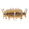 1950s Restored Rattan Dining Room Table and Chairs Set of 7