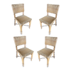 Restored Mid-Century Era Rattan Dining Side Chairs With Wicker Woven Seats, Set of 4