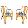 Restored Mid-Century Swoop Rattan Armchair Dining Chair, Pair