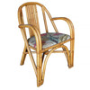 Restored Mid-Century Swoop Rattan Armchair Dining Chair, Pair