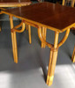 Restored Rattan Original Paul Frankl 4 Person 3-Strand Mahogany Dining Table Restored Rattan Original Paul Frankl 4 Person 3-Strand Mahogany Dining Table