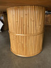 Restored Round Stacked Rattan Pedestal Dining Table Mahogany Top