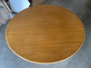 Restored Round Stacked Rattan Pedestal Dining Table Mahogany Top