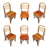 Restored Rattan Dining Room Chair W/ Mahogany Seat, Set of Six Restored Rattan Dining Room Chair W/ Mahogany Seat, Set of Six