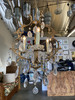 1920s Tall Hollywood Regency Crystal and Brass Chandelier W/ Three Lights 1920s Tall Hollywood Regency Crystal and Brass Chandelier W/ Three Lights
