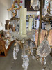 1920s Tall Hollywood Regency Crystal and Brass Chandelier W/ Three Lights 1920s Tall Hollywood Regency Crystal and Brass Chandelier W/ Three Lights